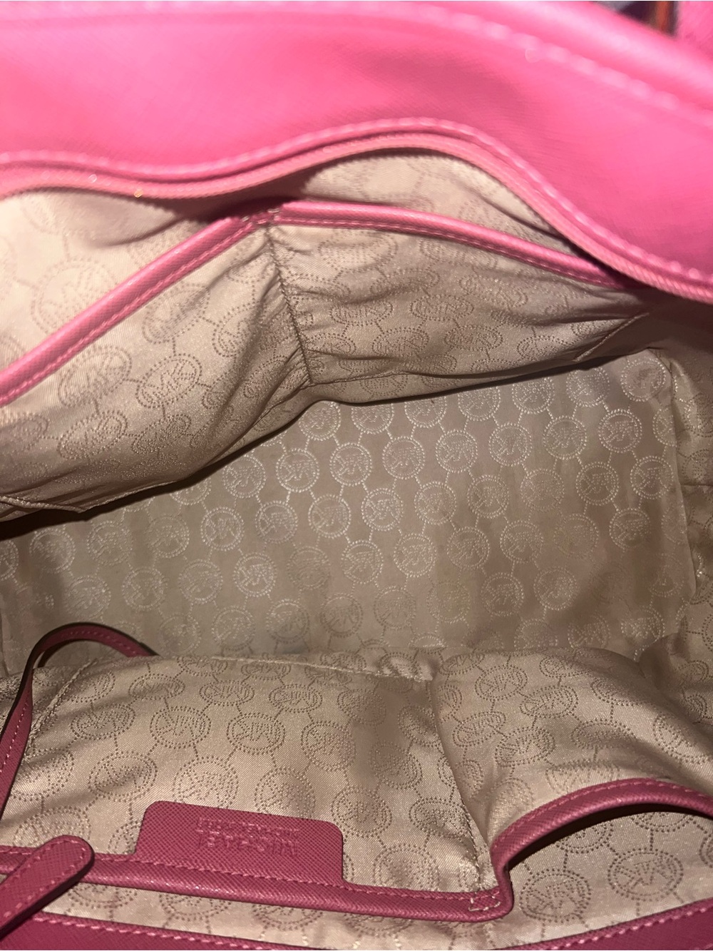 Michael Kors Pink Saffiano Tote with Gold MK Charm Mauve Pink - Picture 4 of 8
